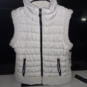White CALVIN KLEIN Puffer Vest with Black Accents